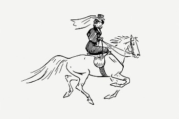 Woman riding horse clipart, vintage | Free PSD Illustration - rawpixel