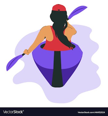 woman riding kayak enjoying summer holiday