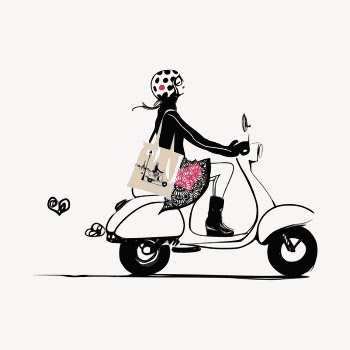 Woman riding scooter clipart, transportation | Free Vector - rawpixel