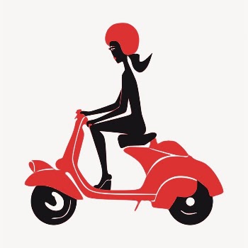 Woman riding scooter clipart, transportation | Free Vector - rawpixel