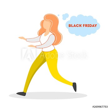 Woman running on the black friday sale