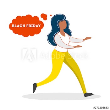 Woman running on the black friday sale