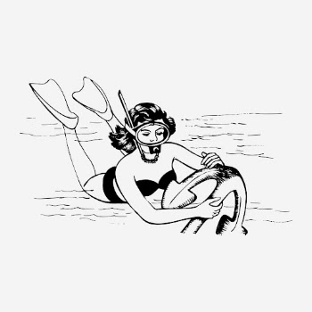 Woman scuba diving clipart, vintage | Free Photo - rawpixel
