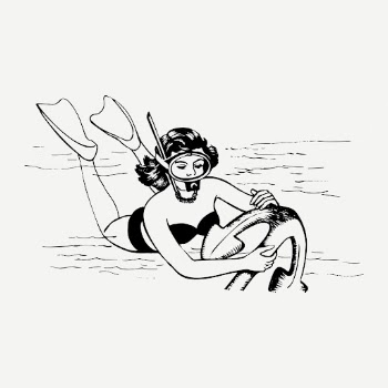 Woman scuba diving drawing, vintage | Free PSD - rawpixel