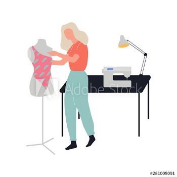 Woman sewing a dress