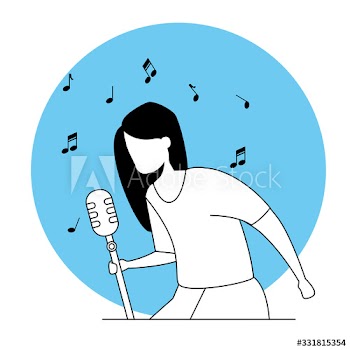 woman singing avatar character icons design
