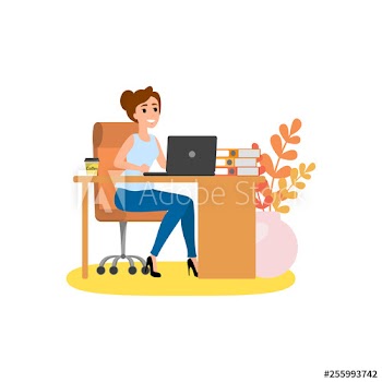 Woman sitting at the desk and working