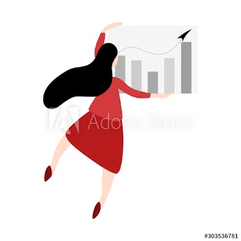 Woman sitting at the desk and working on the computer