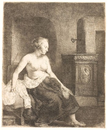 Woman sitting half dressed beside a stove | Free Photo - rawpixel
