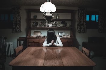 woman sitting in front of rectangular brown dining table