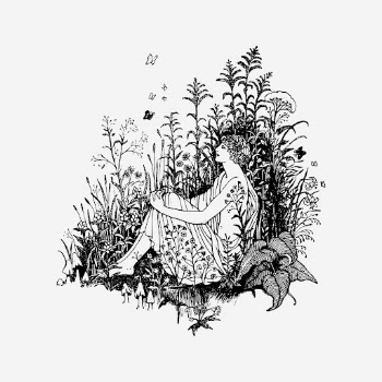 Woman sitting in grass, vintage | Free Photo - rawpixel