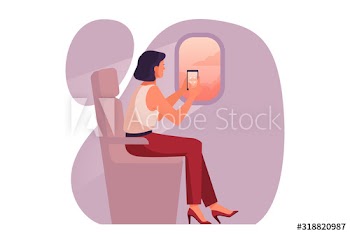 Woman sitting in plane
