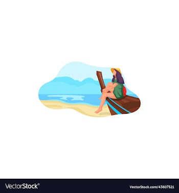 woman sitting on boat beach logo