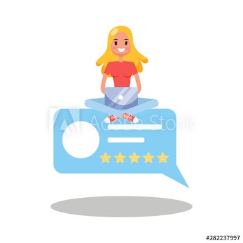 Woman sitting on the speech bubble and chatting