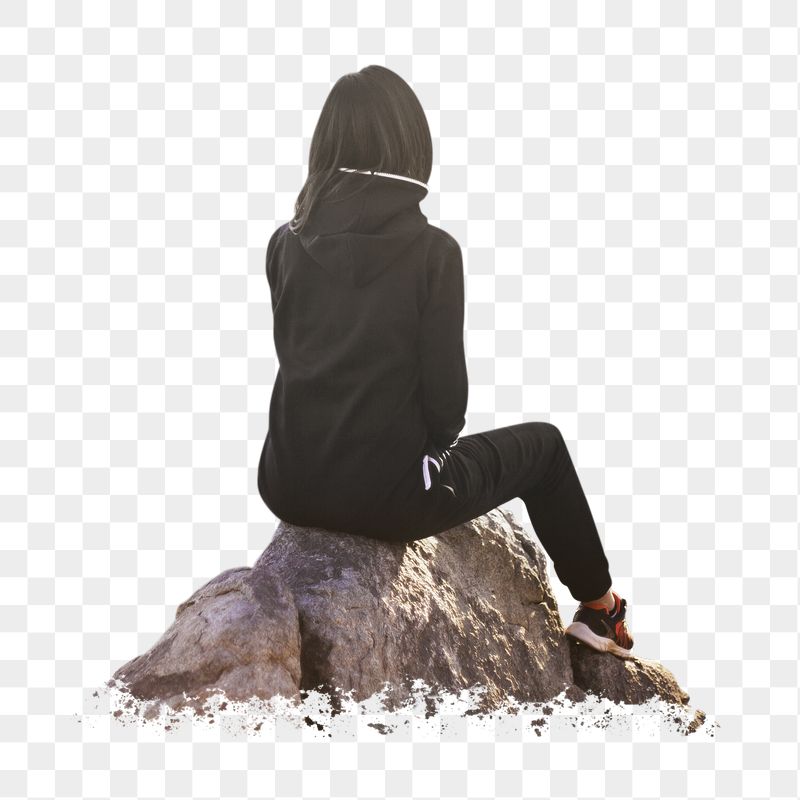 Woman sitting png on a rock | Free PNG - rawpixel