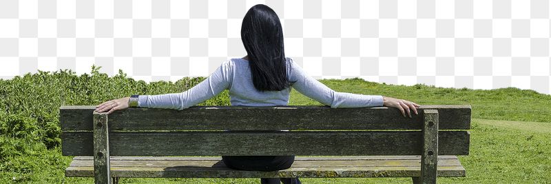 Woman sitting png on bench | Free PNG - rawpixel