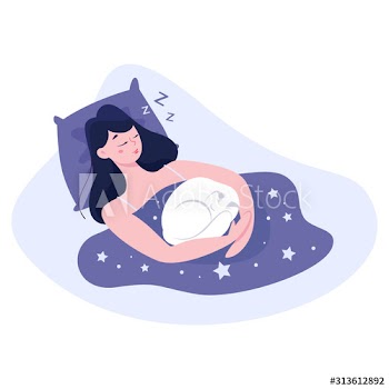 Woman sleep with cat
