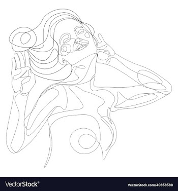 woman smile closed eyes line art