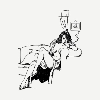 Woman smoking drawing, vintage illustration | Free PSD - rawpixel