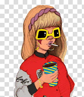 , woman smoking while holding cup illustration transparent background PNG clipart