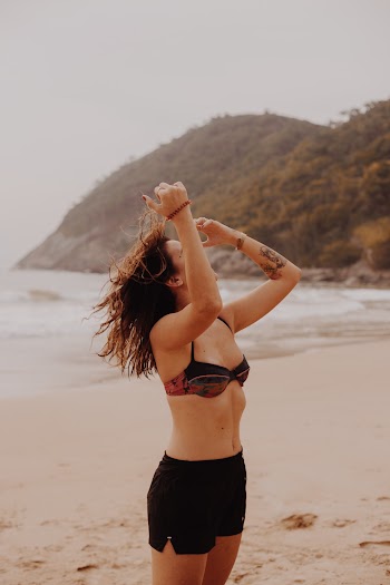 Woman Stand Beside Seashore