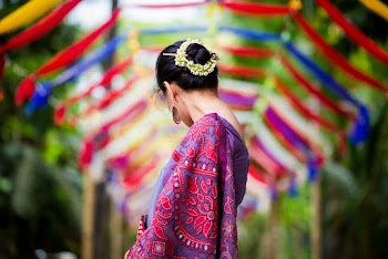 Woman Standing and Looking Her Right Side