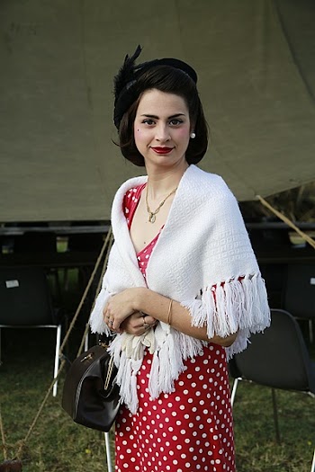 Woman Standing and Wearing White Scarf and Red Dress