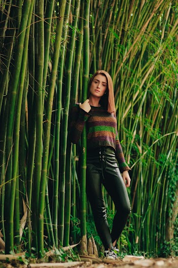 Woman Standing Beside Bamboos