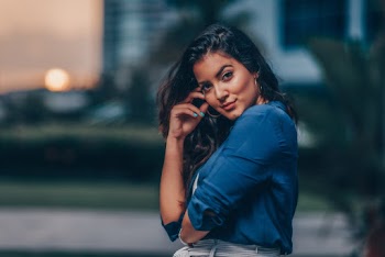Woman Standing during Golden Hour