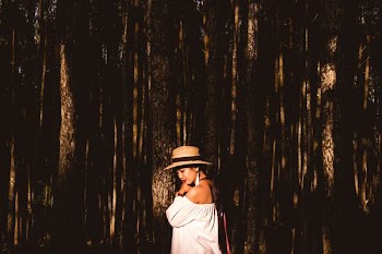 woman standing off-shoulder top