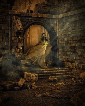 Woman Standing on Arch Painting