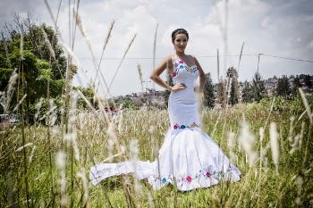 Woman Standing on Grass Field Wearing Mermaid Dress