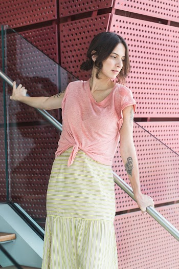 Woman Standing on Stair