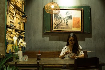 Woman Stirring on Glass Bowl