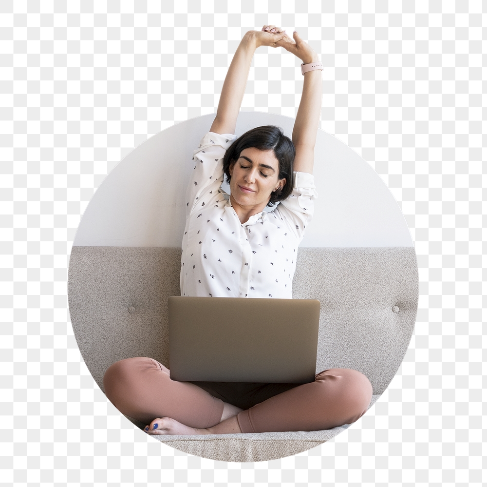 Woman stretching png circle badge | Free PNG - rawpixel