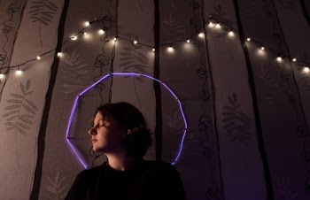 woman string lights