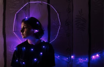 woman string lights