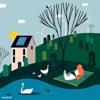 Woman sunbathing nearby a house situated in n.. | Free stock vector - 462173