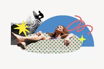 Woman sunbathing, Summer holiday remix | Free Photo - rawpixel