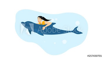 Woman swimming with a dolphin