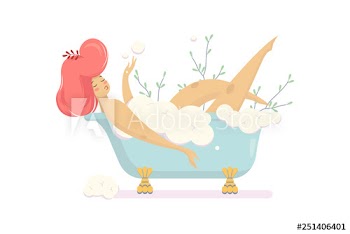 Woman taking a bath with bubble