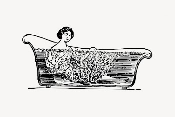 Woman taking bath drawing clipart, | Free Vector - rawpixel