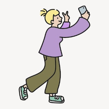 Woman taking selfie clipart, social | Free Vector Illustration - rawpixel