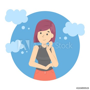 Woman think with the speech bubble around