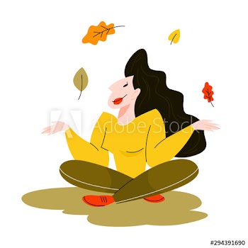 Woman throwing autumn leaves