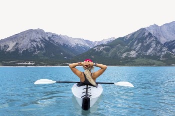 Woman tourist in kayak lake | Free PSD - rawpixel