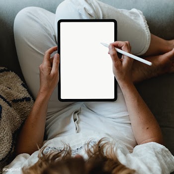 Woman using a stylus with a digital tablet during coronavirus quaranti.. | Free  transparent png - 2308838