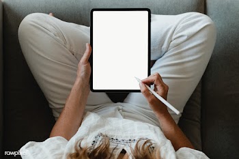 Woman using a stylus with a digital tablet during coronavirus quaranti.. | Free  transparent png - 2311534