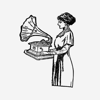 Woman using gramophone drawing, vintage | Free Photo - rawpixel