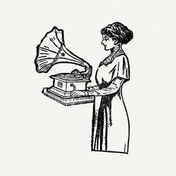 Woman using gramophone drawing, vintage | Free PSD - rawpixel